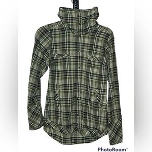 Exofficio Button Down Turtleneck Striped Top Sz XS